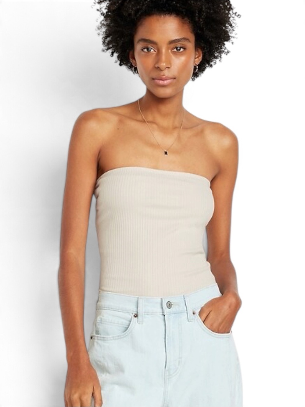 Old Navy Ribbed Tube Top in Colour Wish Bone